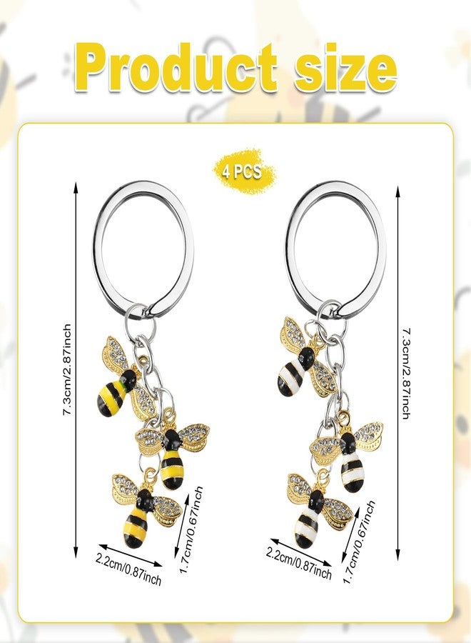 Xorim Bee Keychain 4 PCS, Bees Key Chain Cute, Bee Key Chains for Sister, Women, Dad, Friends, Girls & Teens, Thanksgiving Christmas Birthday Gifts - Image 3